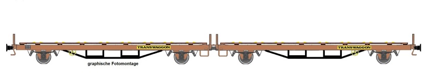 NPE Modellbau NW22206 - H0 Rungenwagen Laas Transwaggon mit Halter für Radfahrzeuge der DBAG; Ep. V-VI